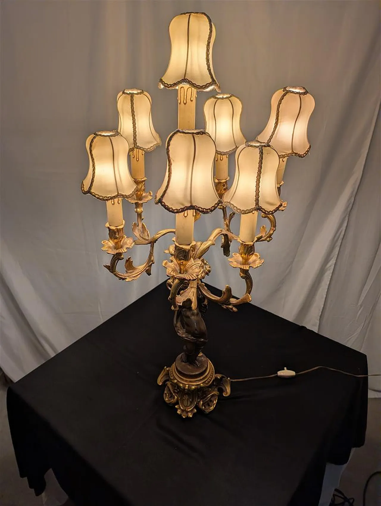 7-light table lamp with cherub, 19th century 9