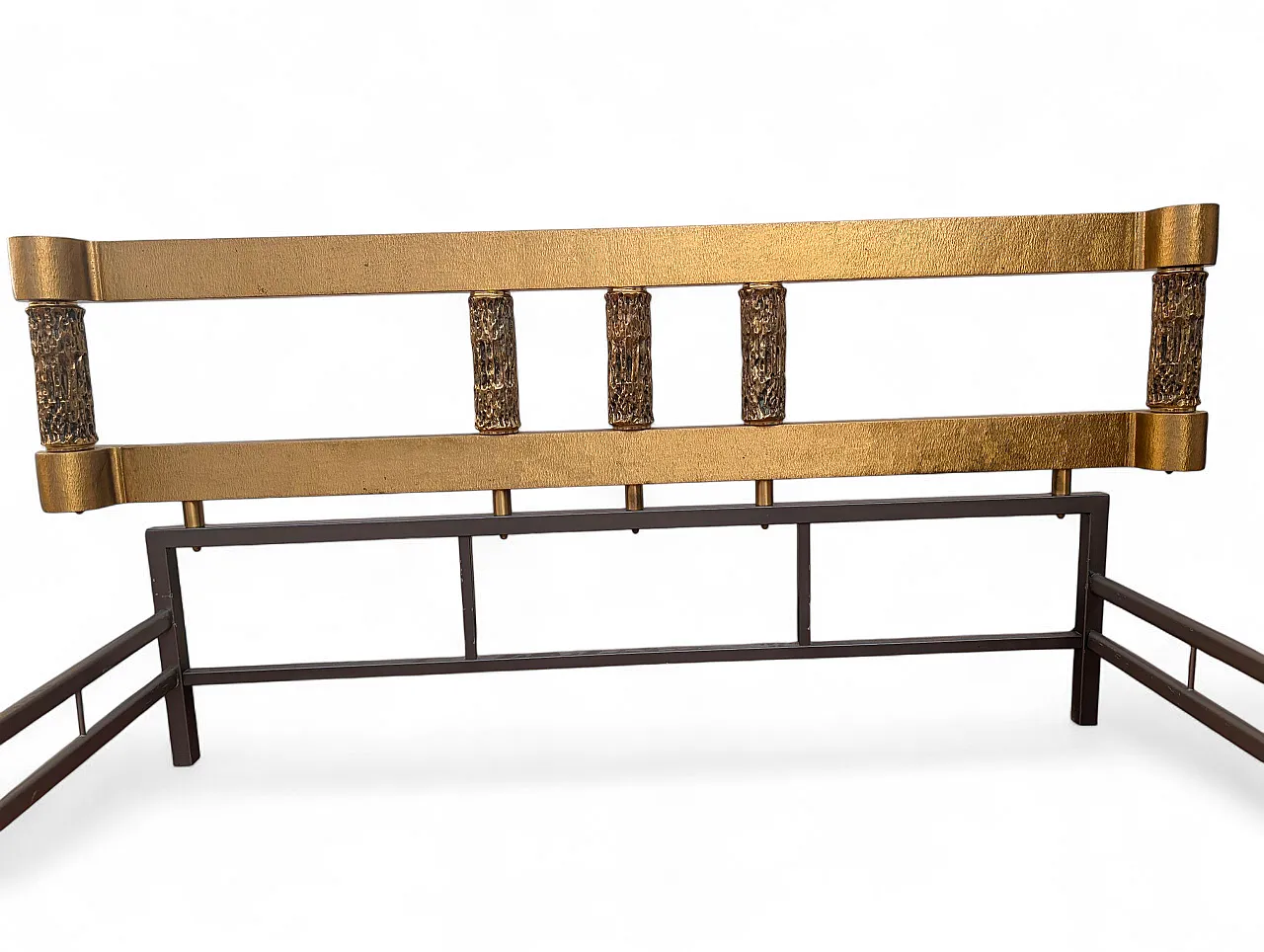 Letto in ottone con cilintri a corteggia di L. Frigerio, anni 70 2