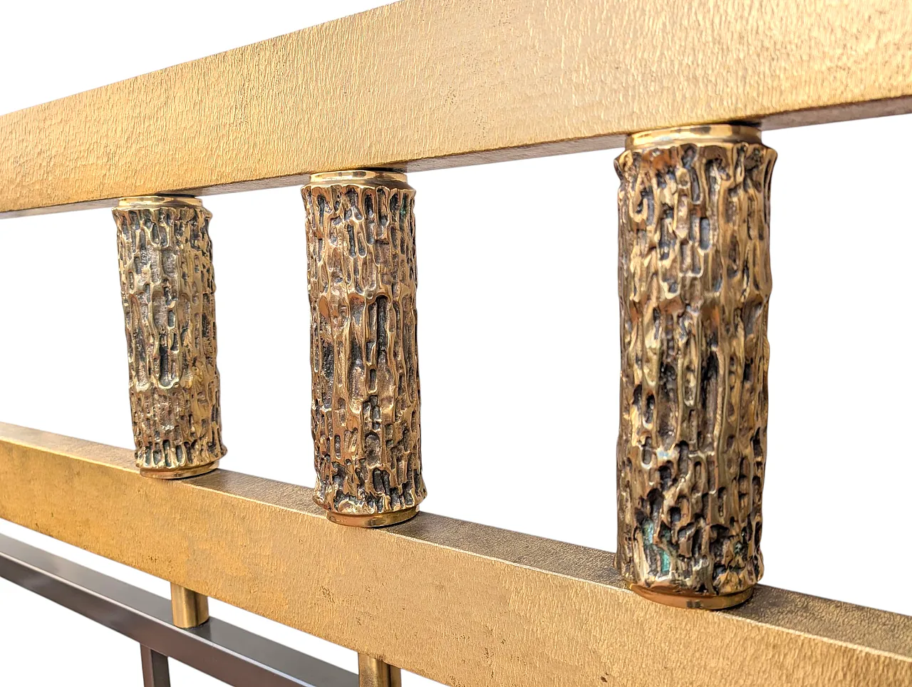 Letto in ottone con cilintri a corteggia di L. Frigerio, anni 70 4