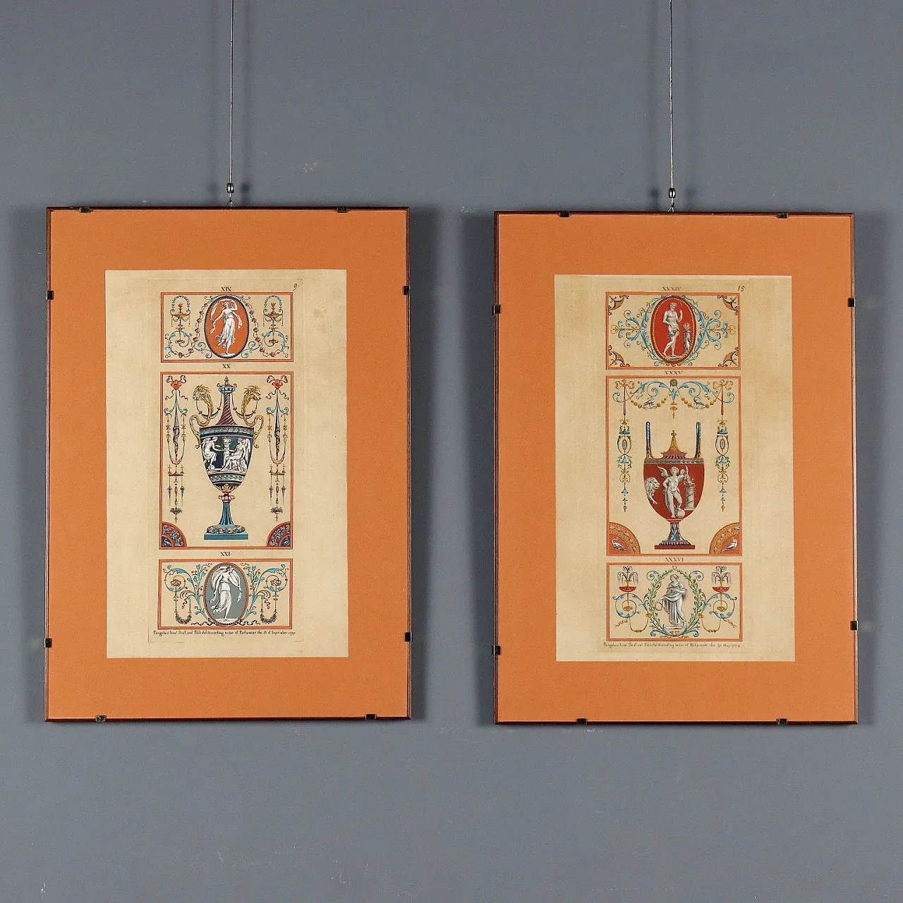 Pair of hand-coloured engravings, 18th century 1