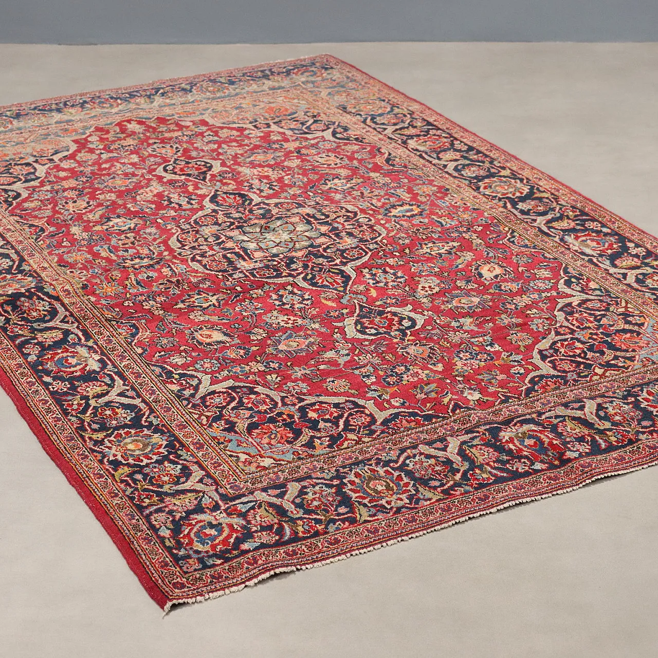 Keshan rug in cotton and wool, fine knot and handmade, 20th century 1