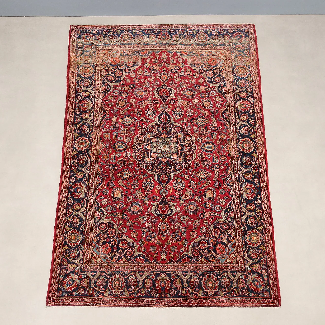 Keshan rug in cotton and wool, fine knot and handmade, 20th century 3