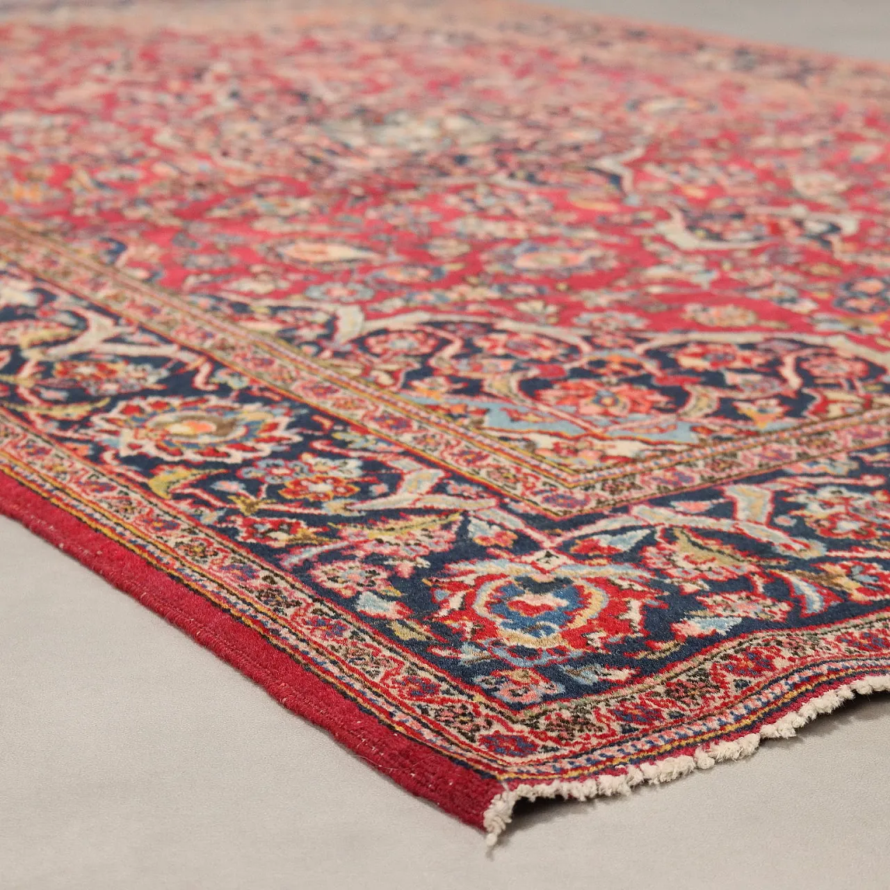 Keshan rug in cotton and wool, fine knot and handmade, 20th century 4