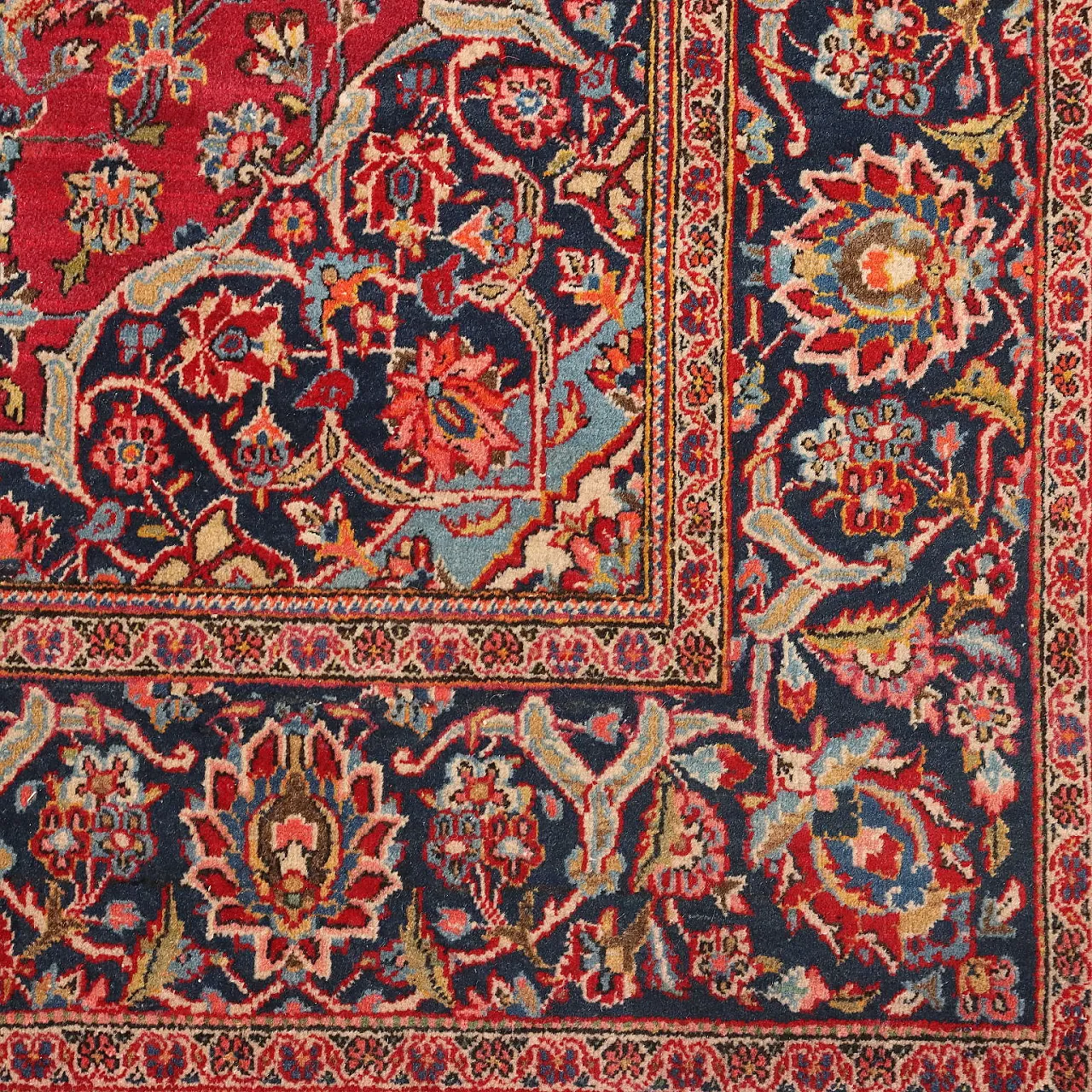 Keshan rug in cotton and wool, fine knot and handmade, 20th century 6
