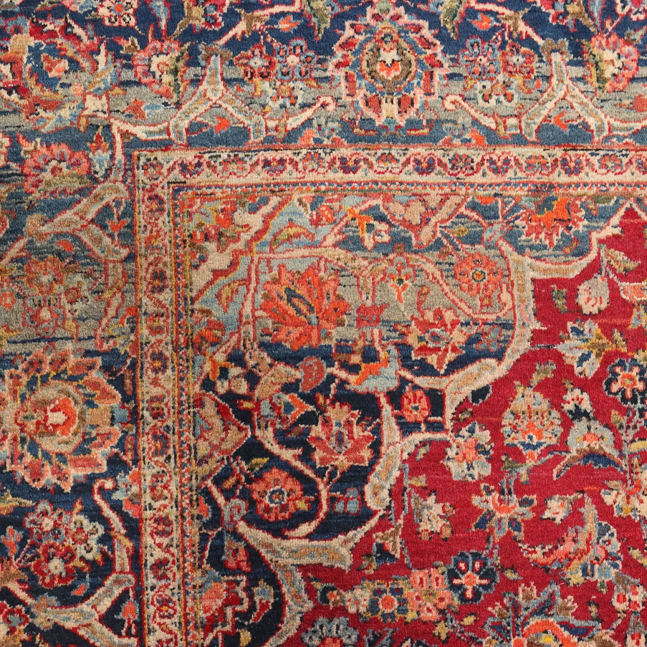 Keshan rug in cotton and wool, fine knot and handmade, 20th century 7