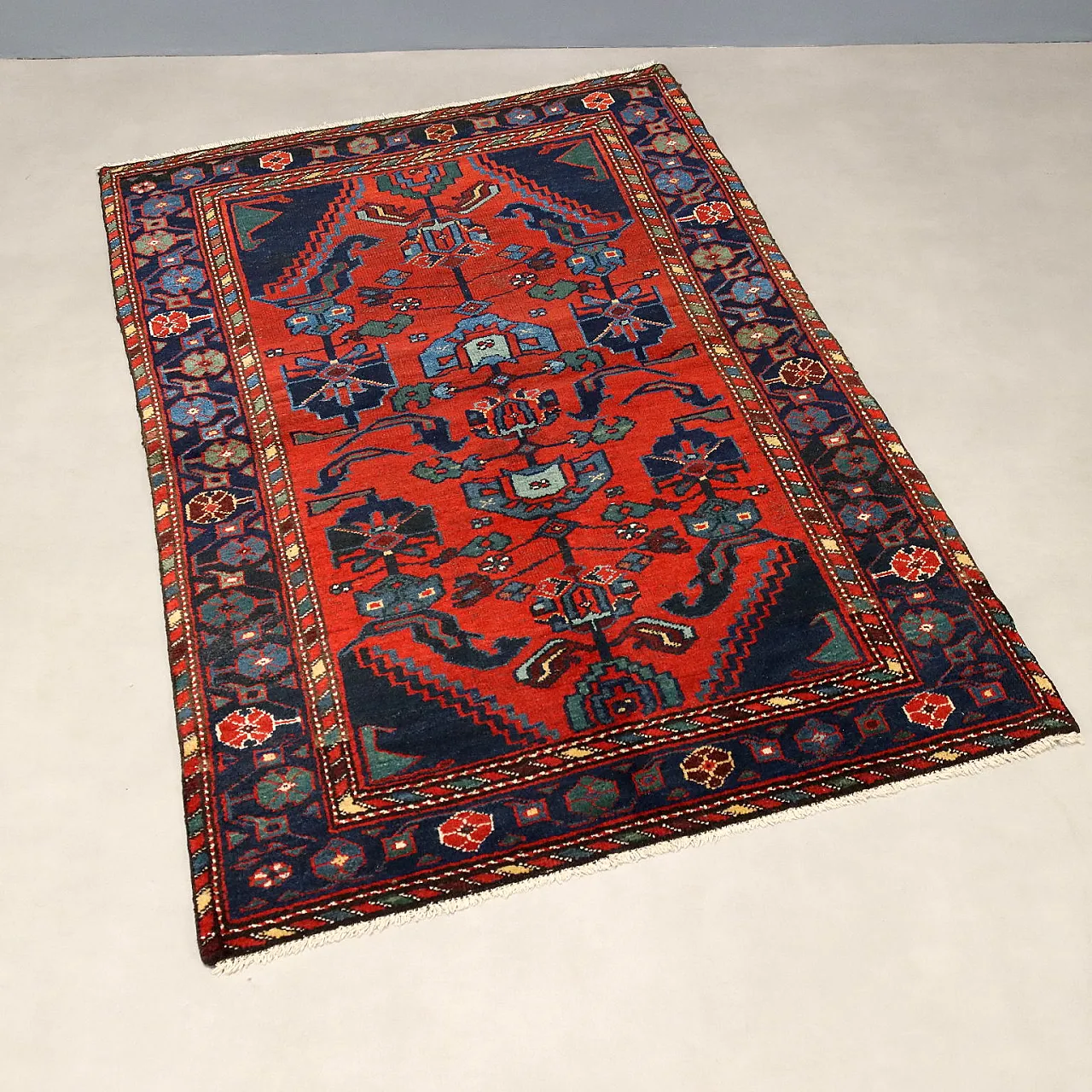 Afshari wool rug, fine knot, handmade, 20th century 1