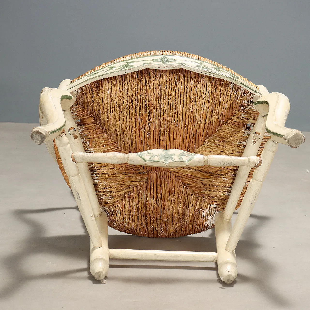 Coppia di poltroncine in legno laccatostile tardo barocco, fine '800 8