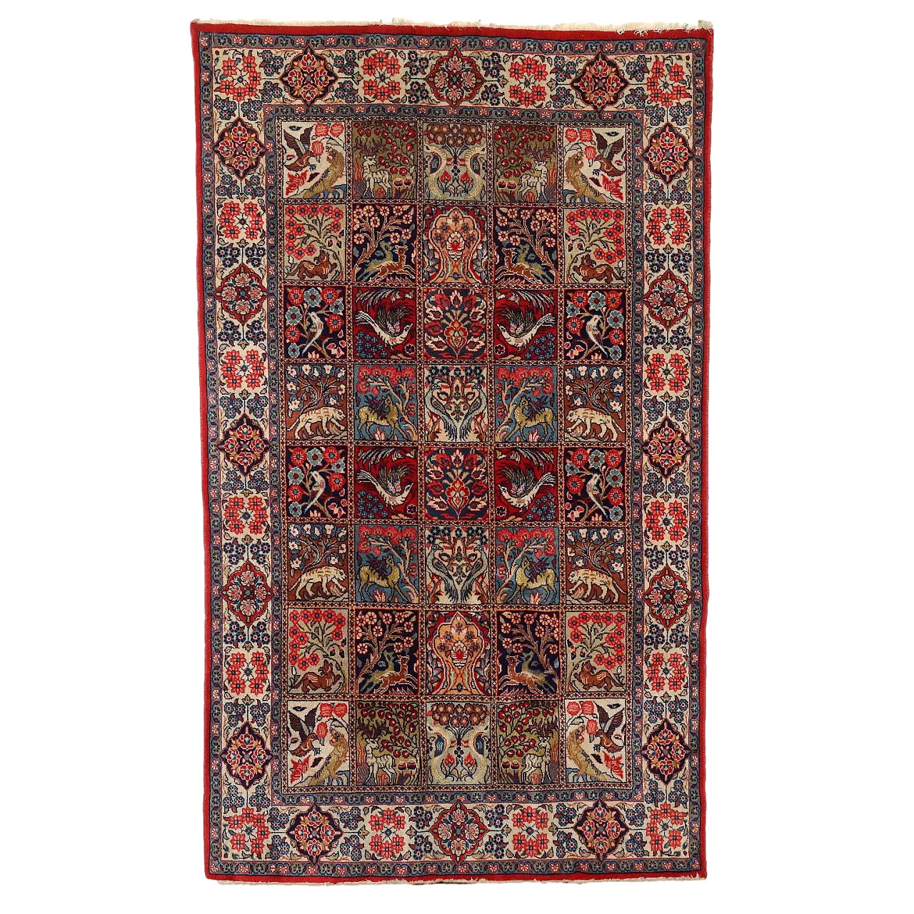 Tappeto Kum antico in cotone e lana a nodo pesante, fine '900 1