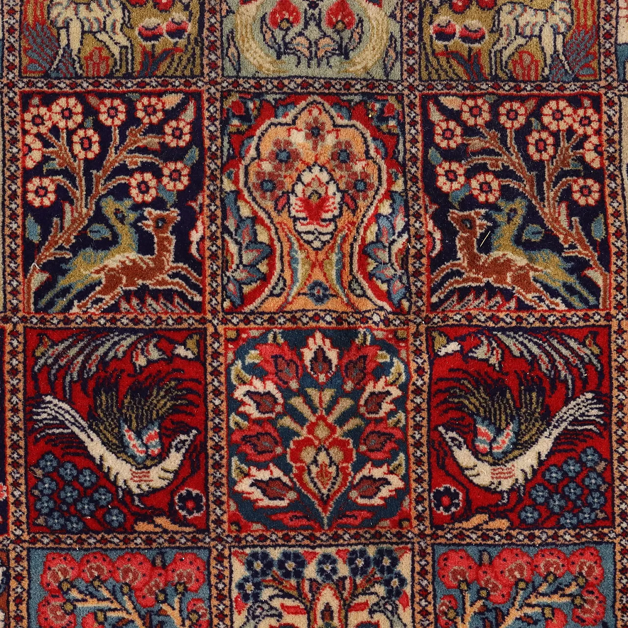 Tappeto Kum antico in cotone e lana a nodo pesante, fine '900 3