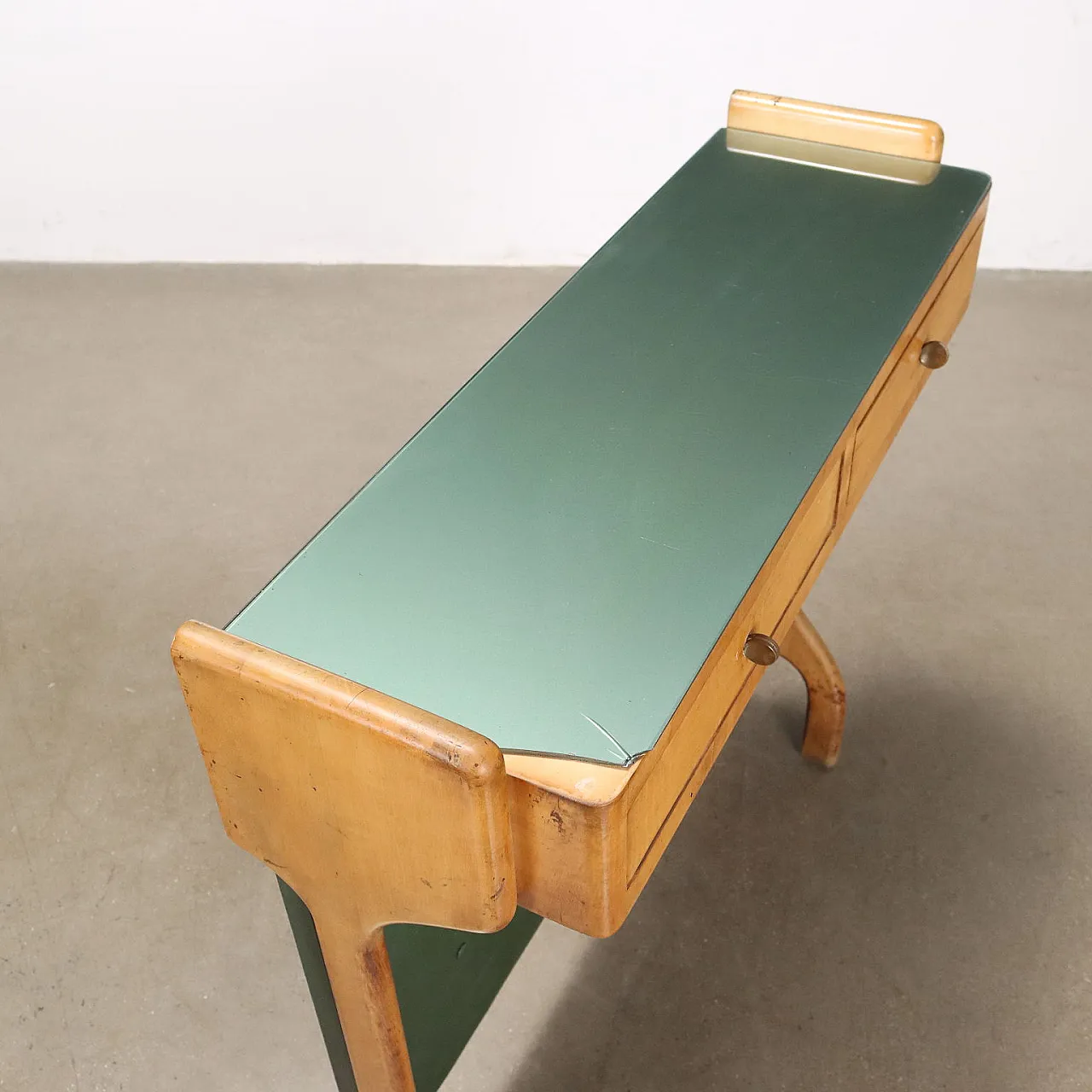 Consolle in similpelle e faggio, anni '50 5