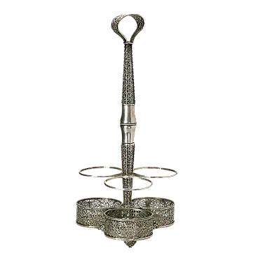 Portabottiglie in argento cesellato e traforato, '900