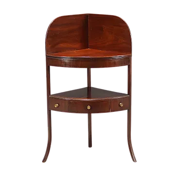 Etagere ad angolo in mogano e ottone, primo '900