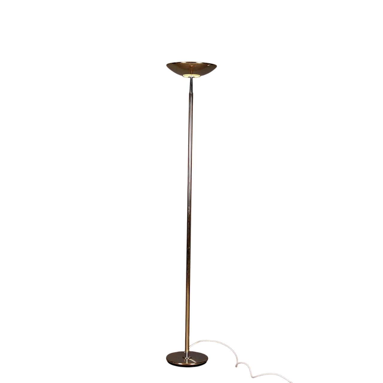 Lampada da terra in metallo ottonato, vetro e alluminio, '900 11