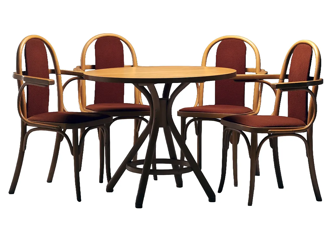 Tavolo con 4 sedie TON, fine '900 1