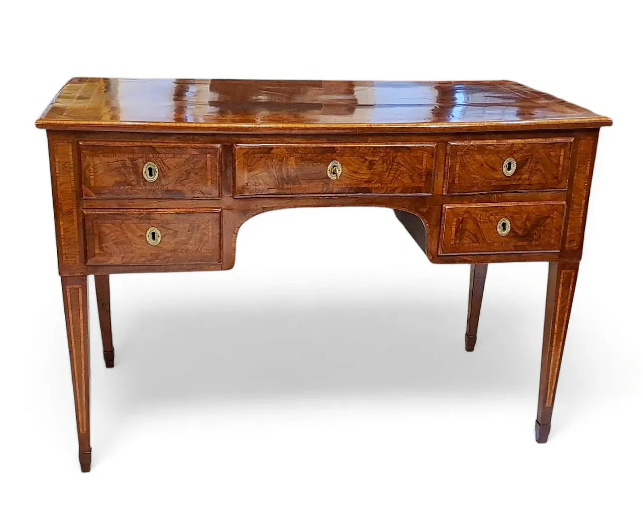 Louis XVI style center desk in walnut and briar wood, 18th century 2