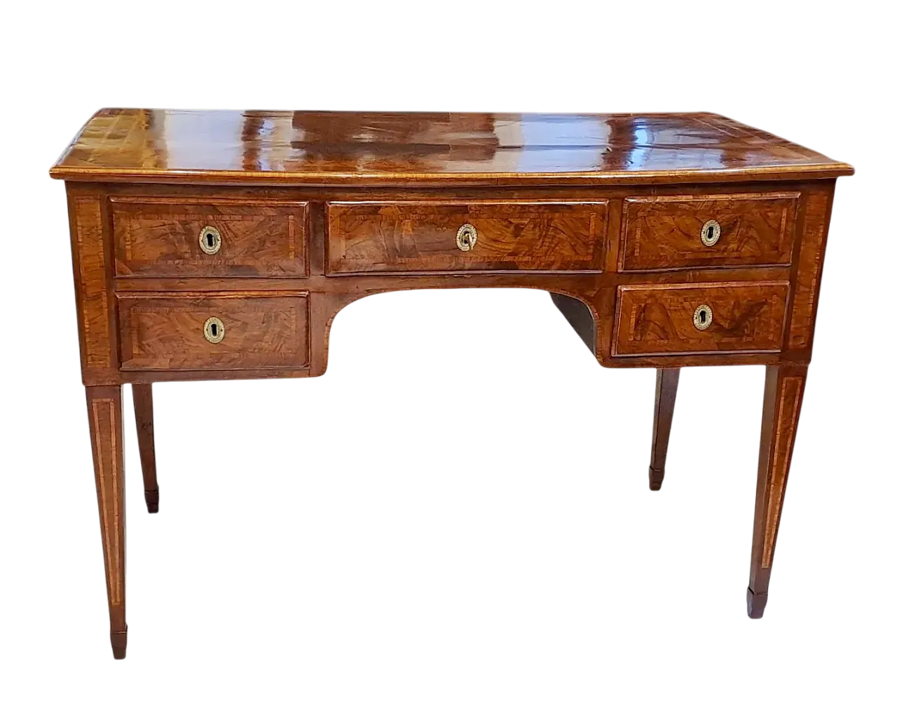 Louis XVI style center desk in walnut and briar wood, 18th century 11