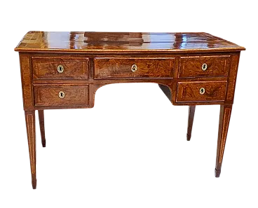 Louis XVI style center desk in walnut and briar wood, 18th century