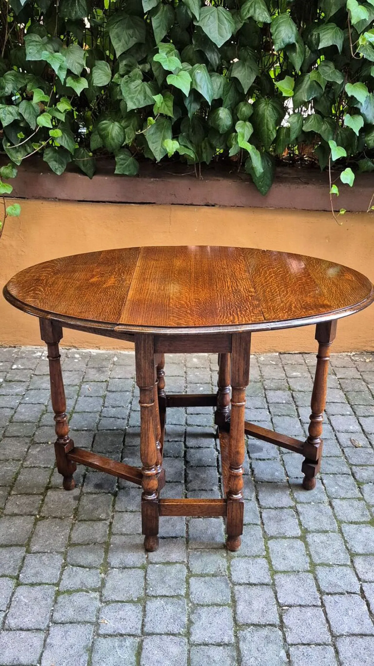 Tavolino consolle inglese in legno di rovere, fine '800 2