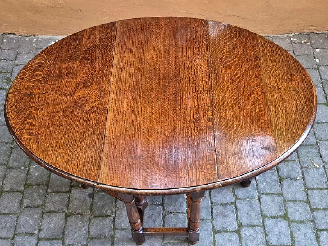 Tavolino consolle inglese in legno di rovere, fine '800 3