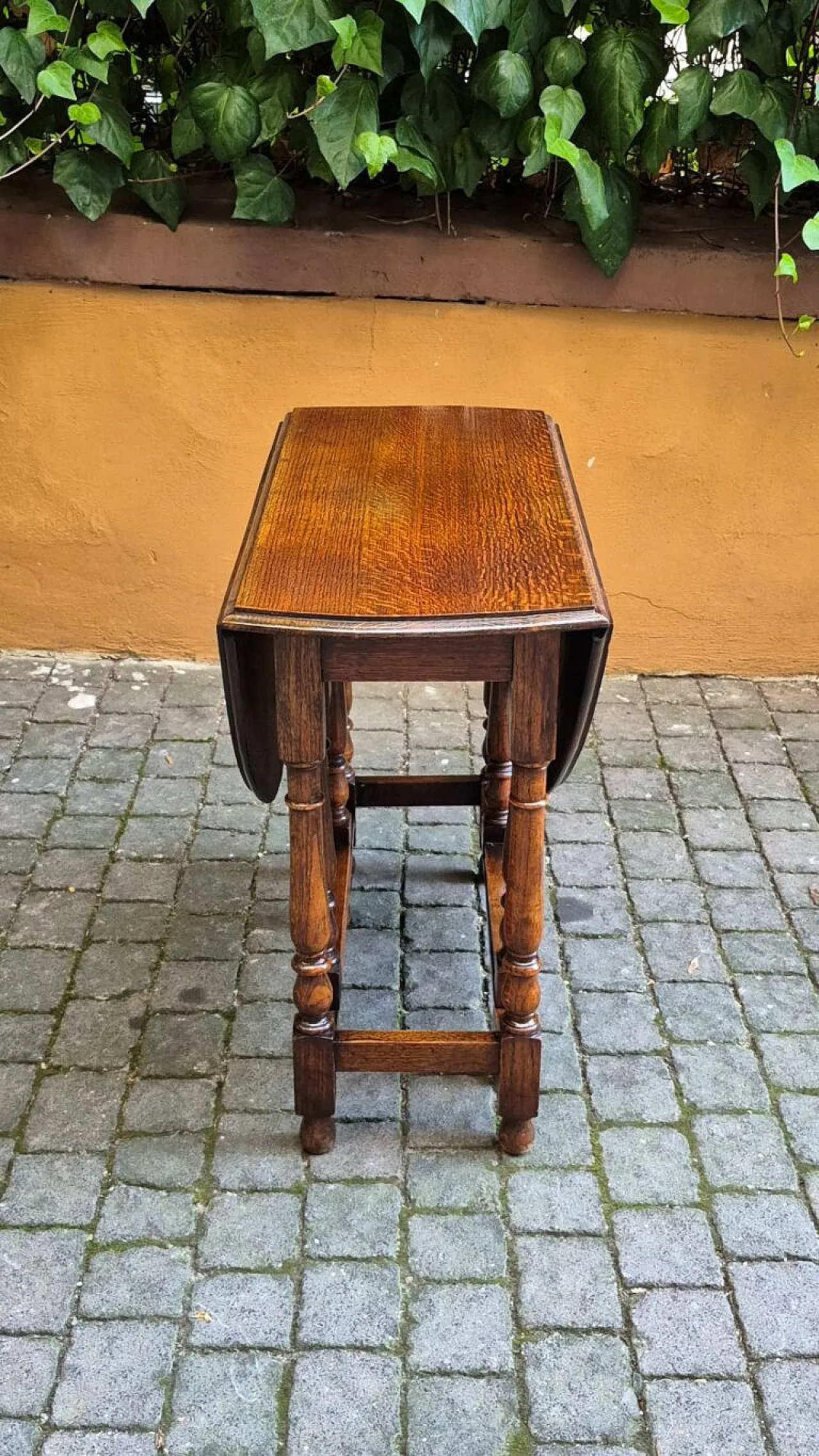 Tavolino consolle inglese in legno di rovere, fine '800 5