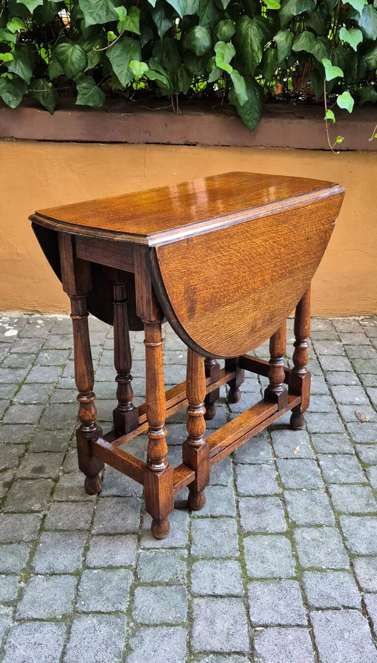 Tavolino consolle inglese in legno di rovere, fine '800 7