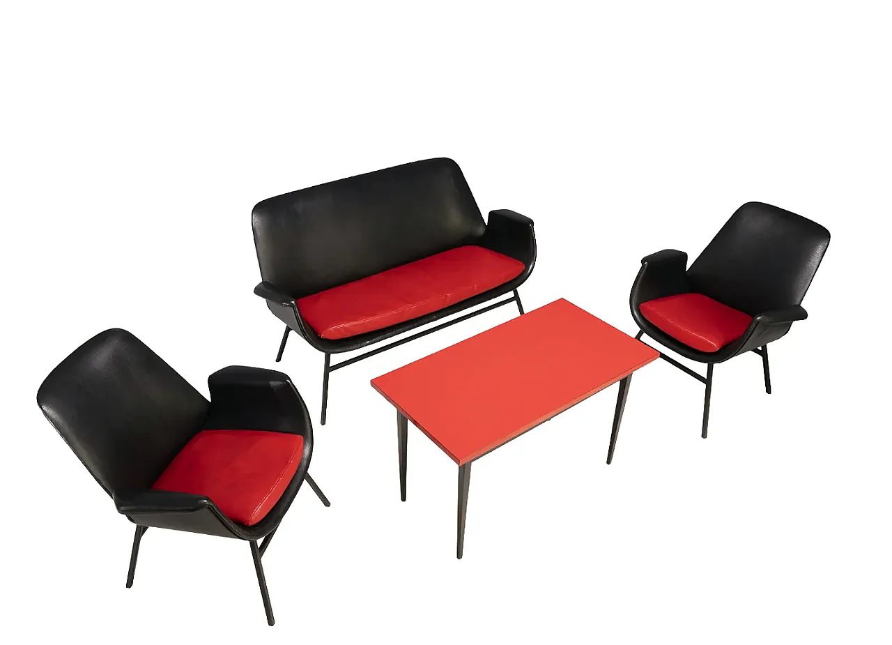 Leather living room set, 1960s 1