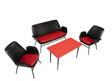 Set da soggiorno in pelle, anni '60