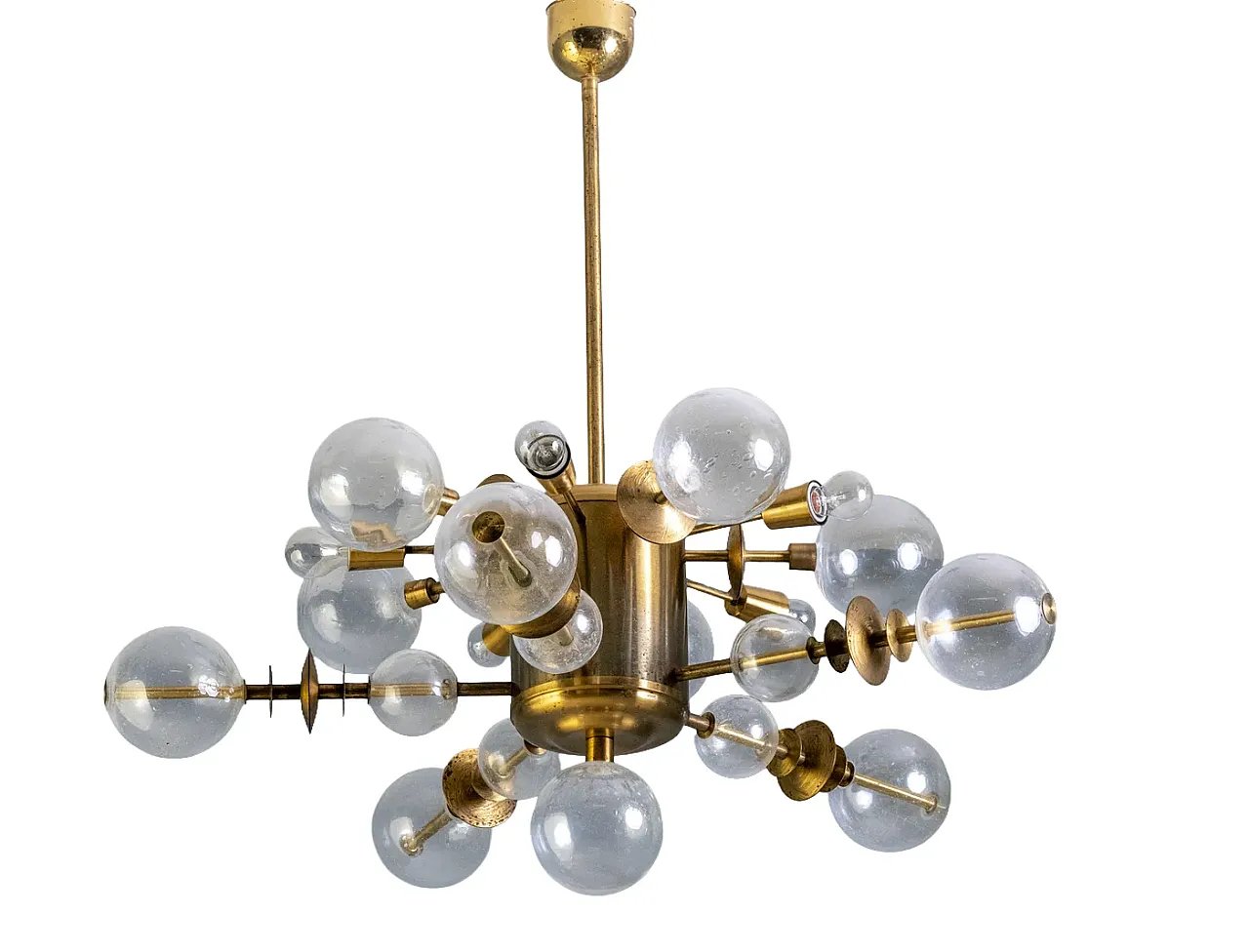 Lampadario in ottone dell'era spaziale, anni '70 1