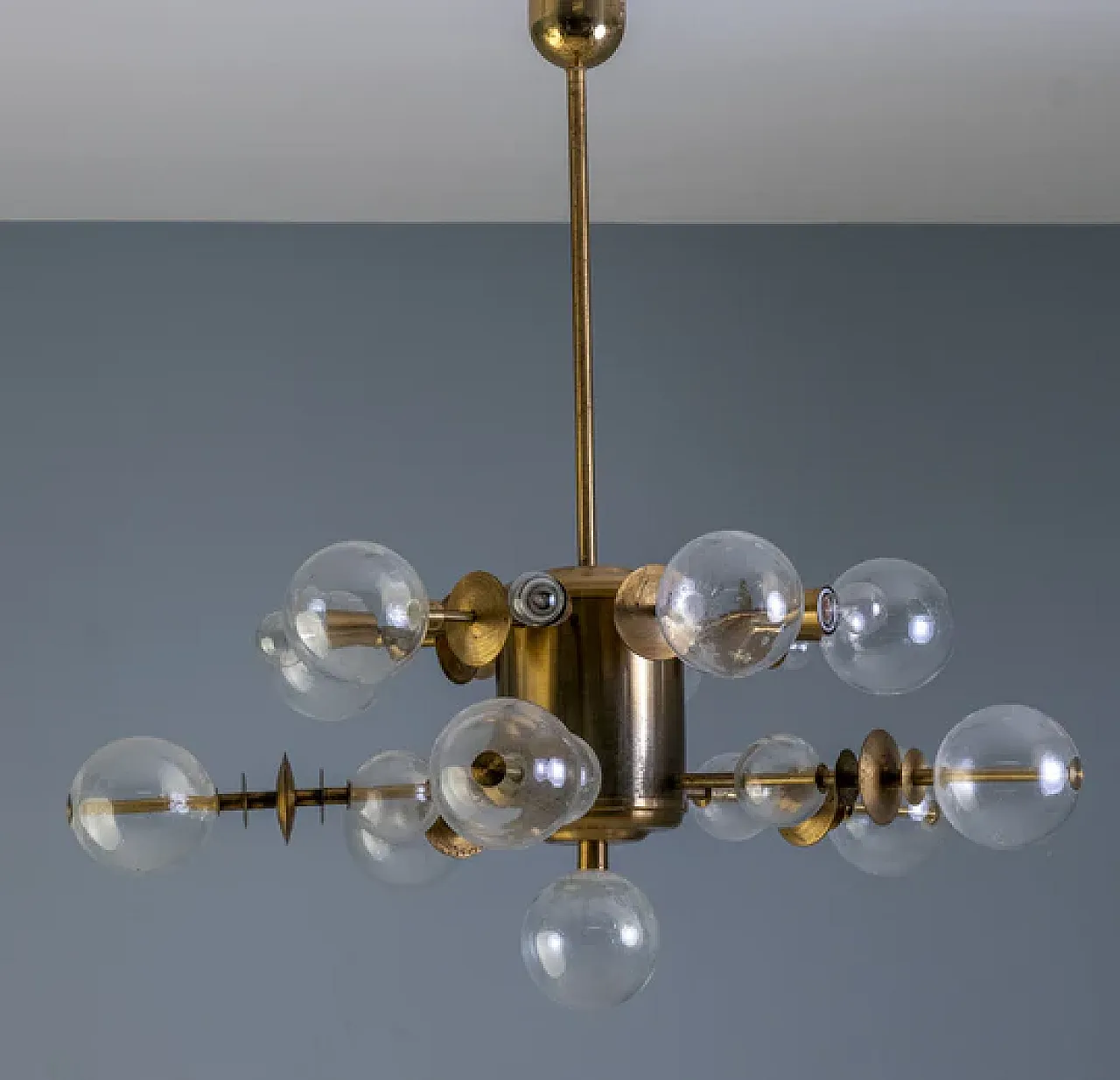 Lampadario in ottone dell'era spaziale, anni '70 9