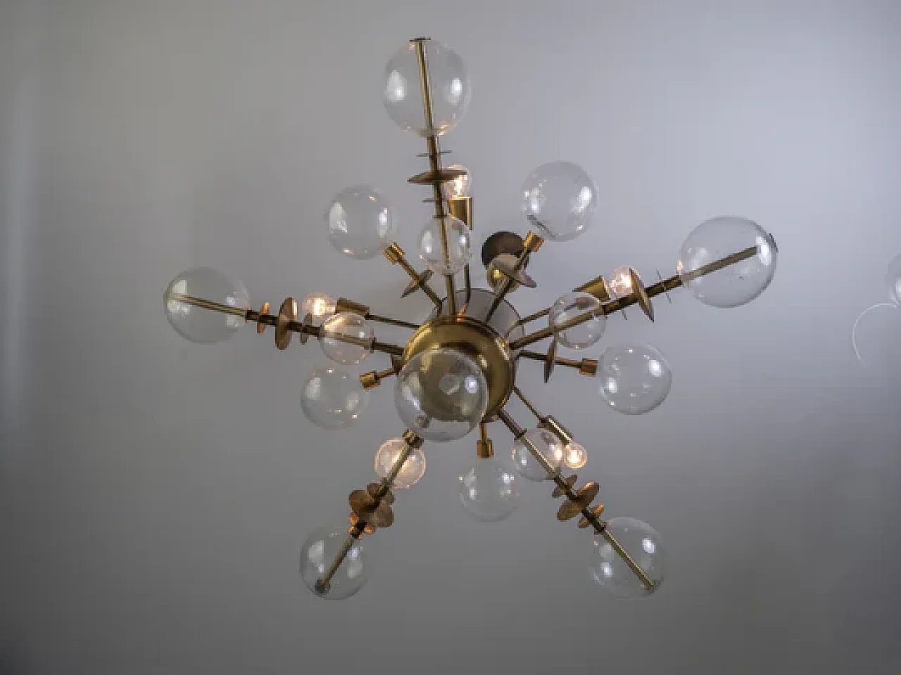 Lampadario in ottone dell'era spaziale, anni '70 11