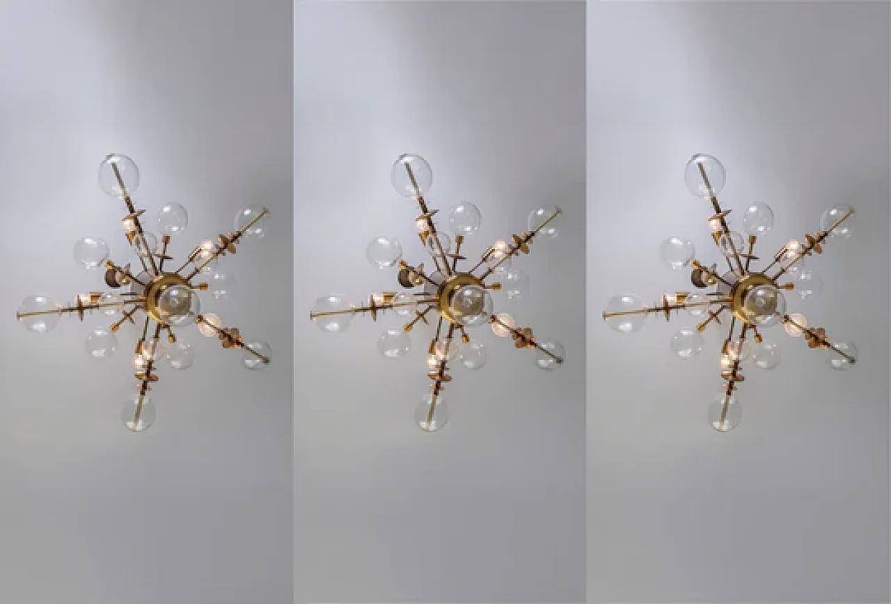 Lampadario in ottone dell'era spaziale, anni '70 13