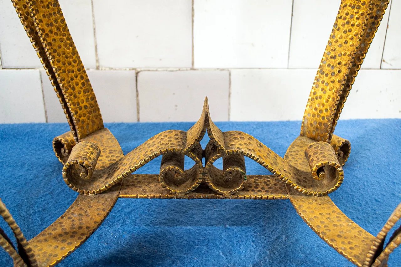 Tavolino da caffè in ferro dorato e marmo di Colli, anni '50 6