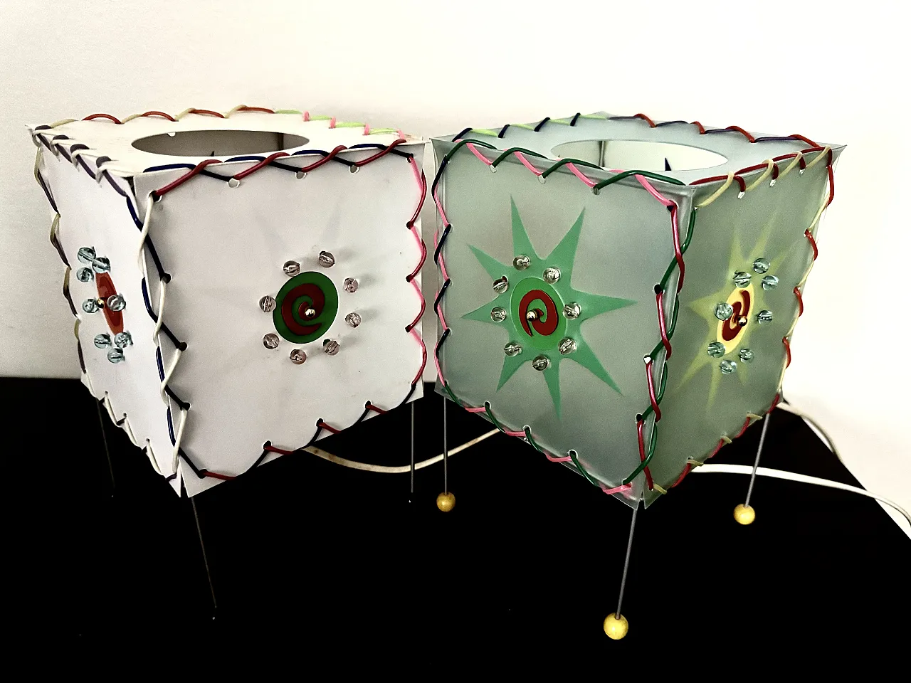 Coppia di lampade abat jour francesi, anni '90 1