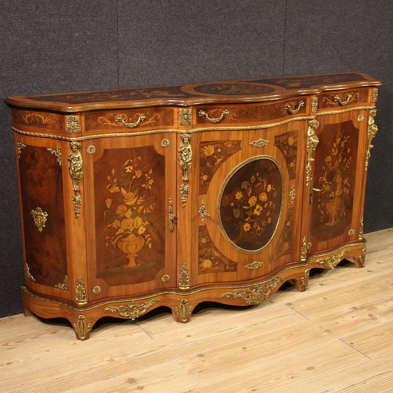 Credenza francese intarsiata, '900 1