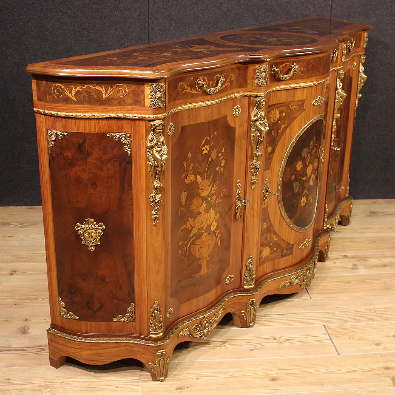 Credenza francese intarsiata, '900 3