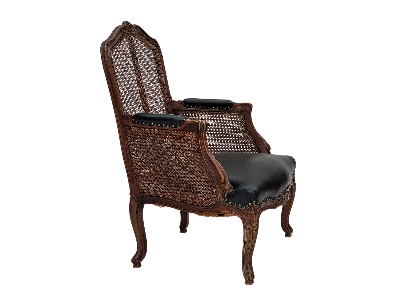 Danish armchair leather, ash wood, furniture mesh, 1930s 19