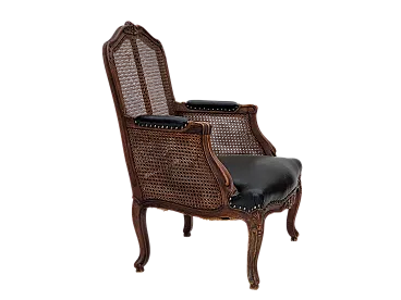 Danish armchair leather, ash wood, furniture mesh, 1930s