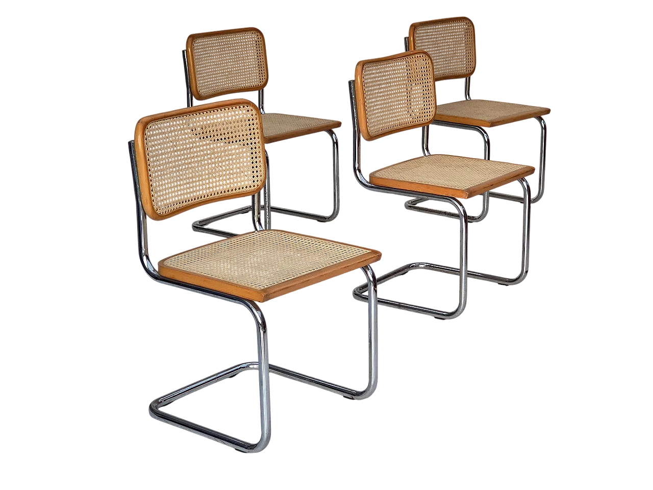 4 Italian chairs in Bauhaus style, chrome steel, 1970s 21