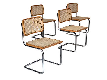 4 Italian chairs in Bauhaus style, chrome steel, 1970s