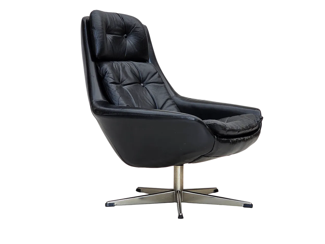 Danish swivel chair by H.W.Klein for Bramin Møbler, leather, 1970s 15