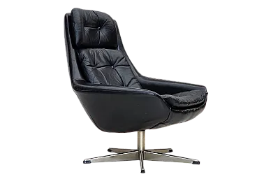 Danish swivel chair by H.W.Klein for Bramin Møbler, leather, 1970s