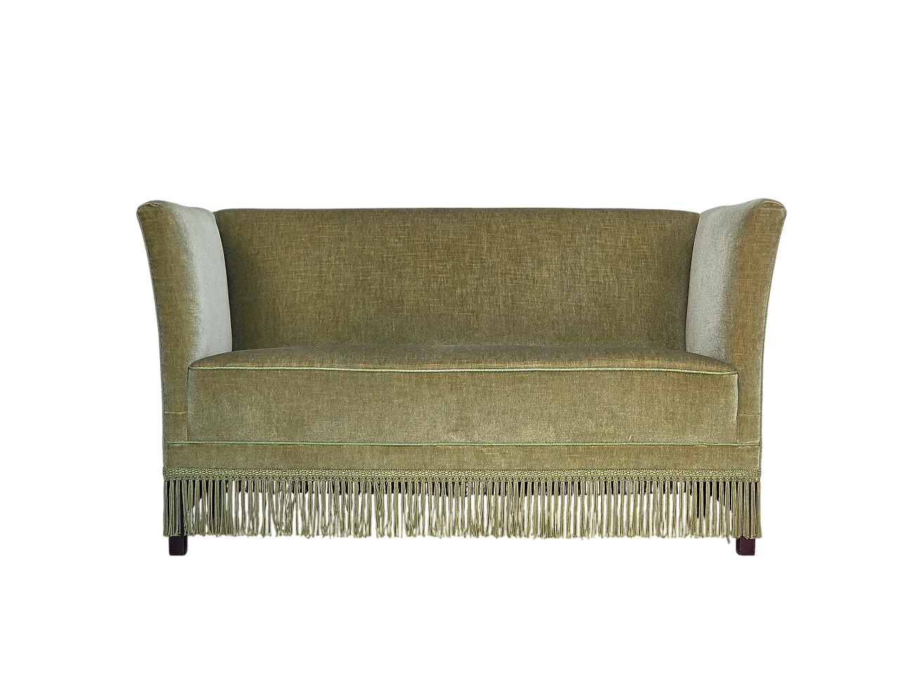 Danish 2-seater sofa, velour, beech wood legs, 1970s 16