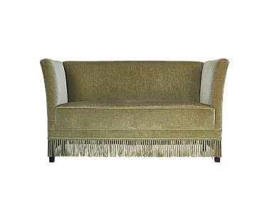 Danish 2-seater sofa, velour, beech wood legs, 1970s