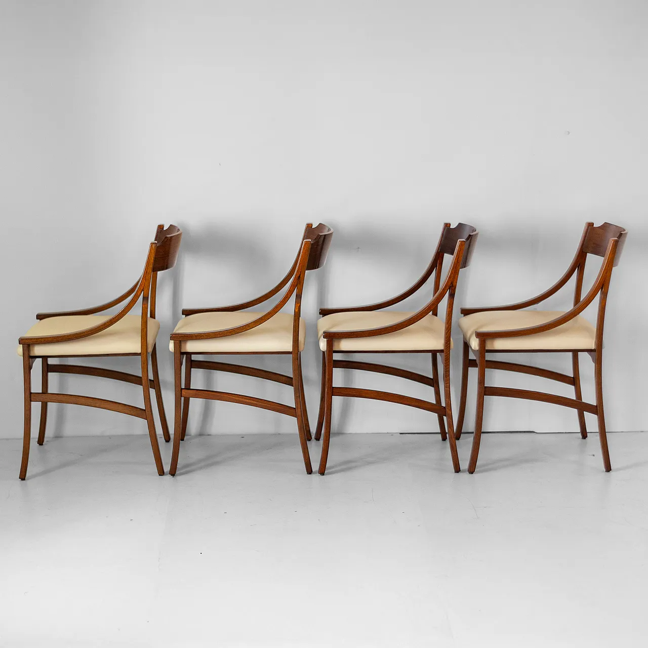 4 chairs in solid wood and eco-leather by Silvio Cavatorta, 60s 3