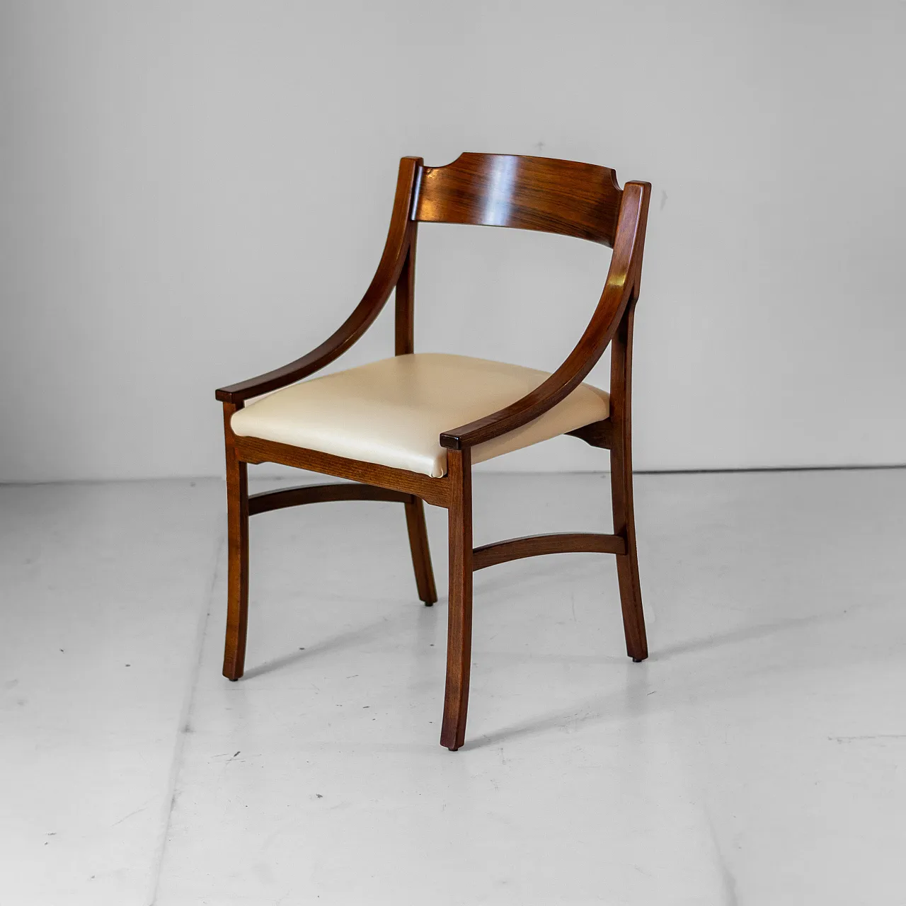 4 chairs in solid wood and eco-leather by Silvio Cavatorta, 60s 5