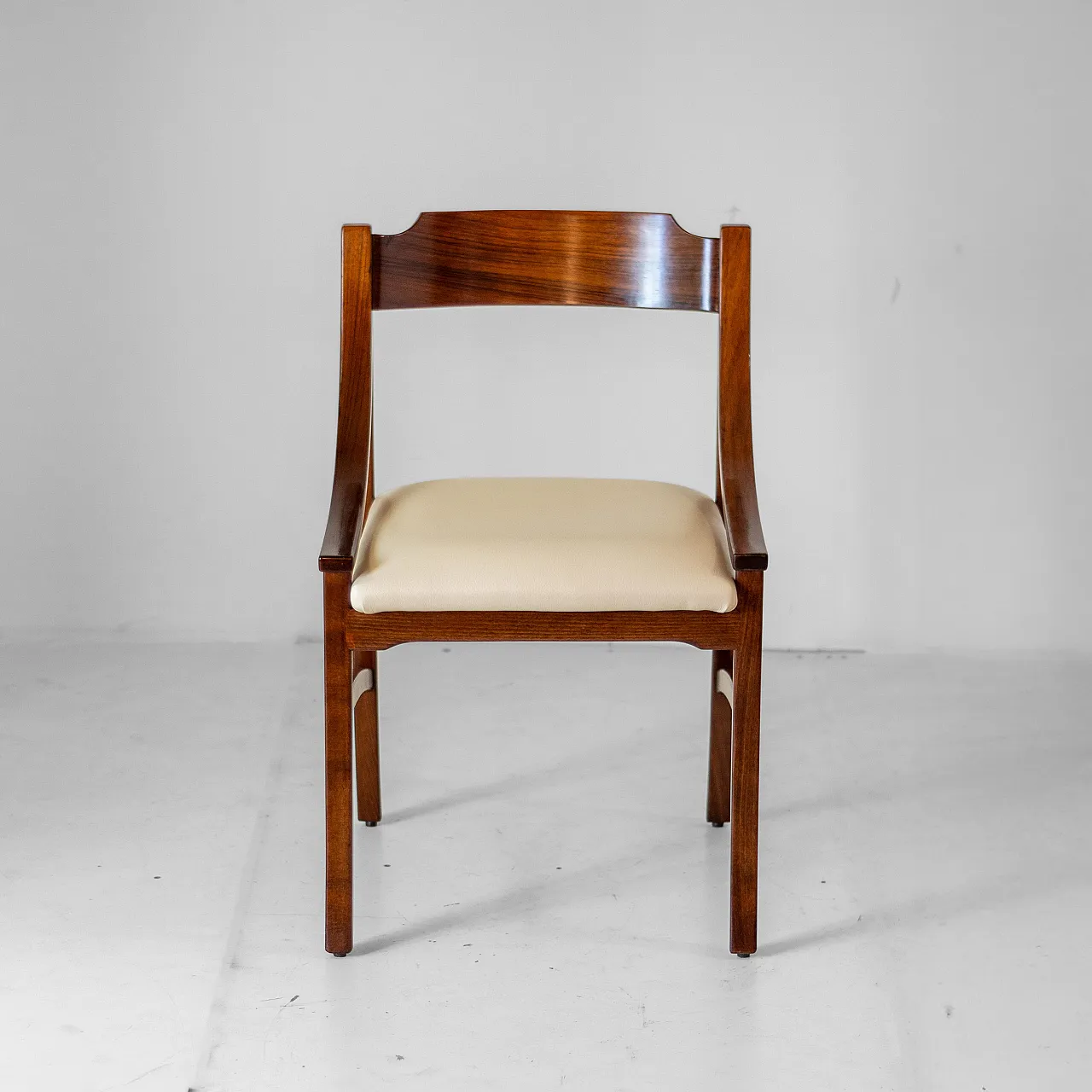 4 chairs in solid wood and eco-leather by Silvio Cavatorta, 60s 6