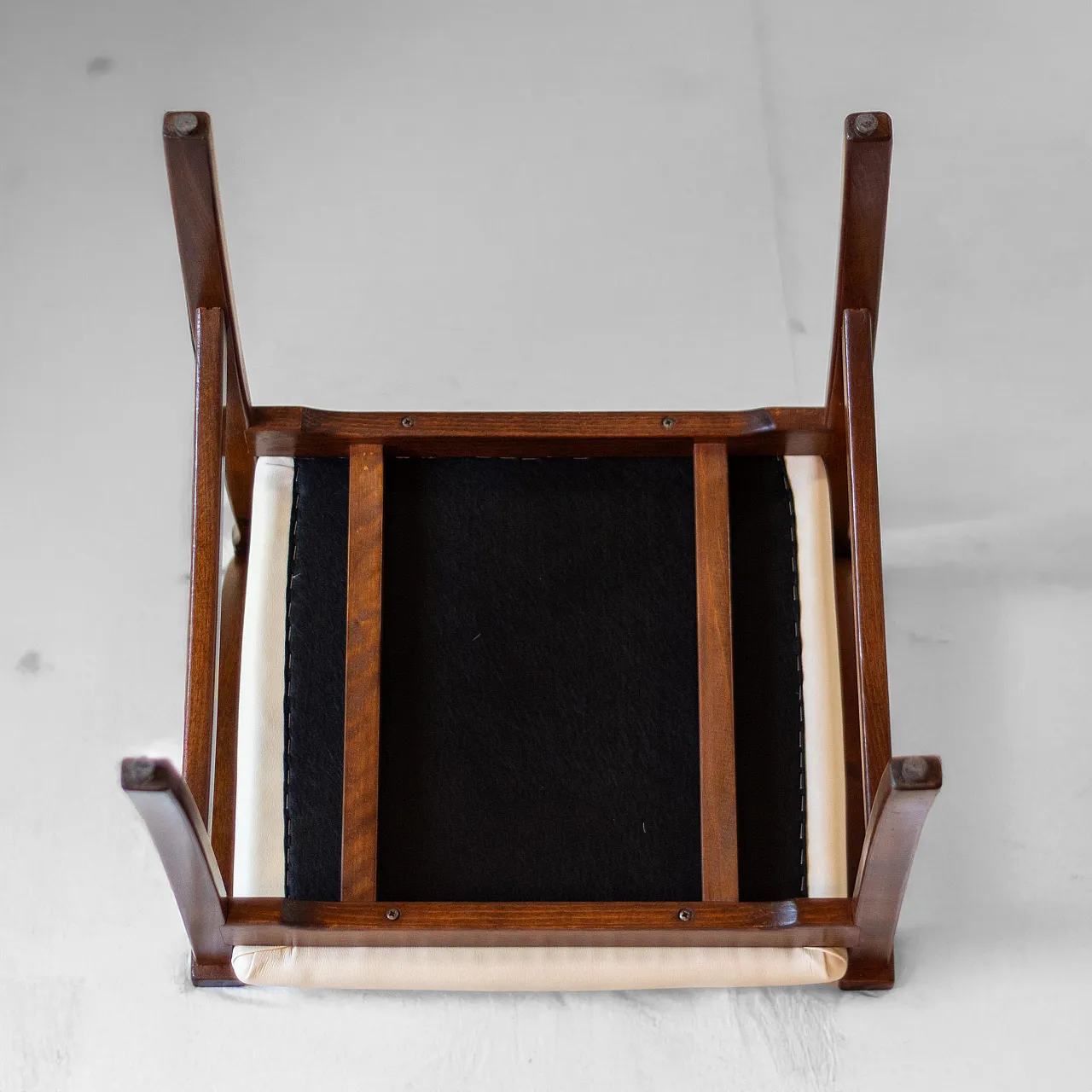 4 chairs in solid wood and eco-leather by Silvio Cavatorta, 60s 11