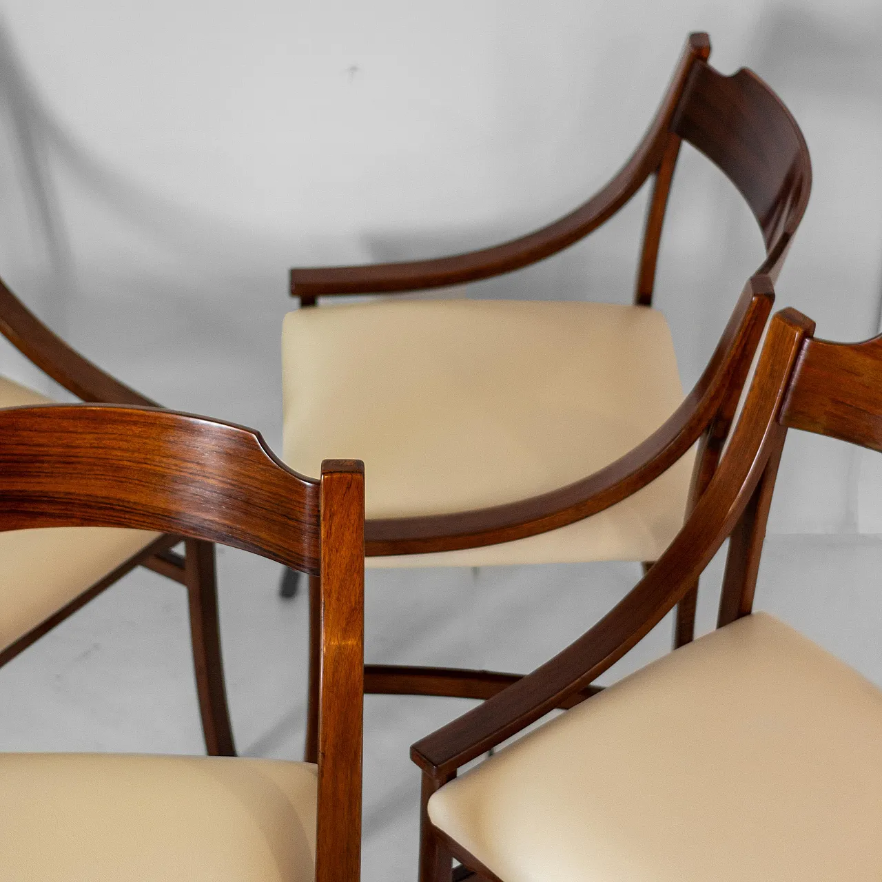4 chairs in solid wood and eco-leather by Silvio Cavatorta, 60s 16