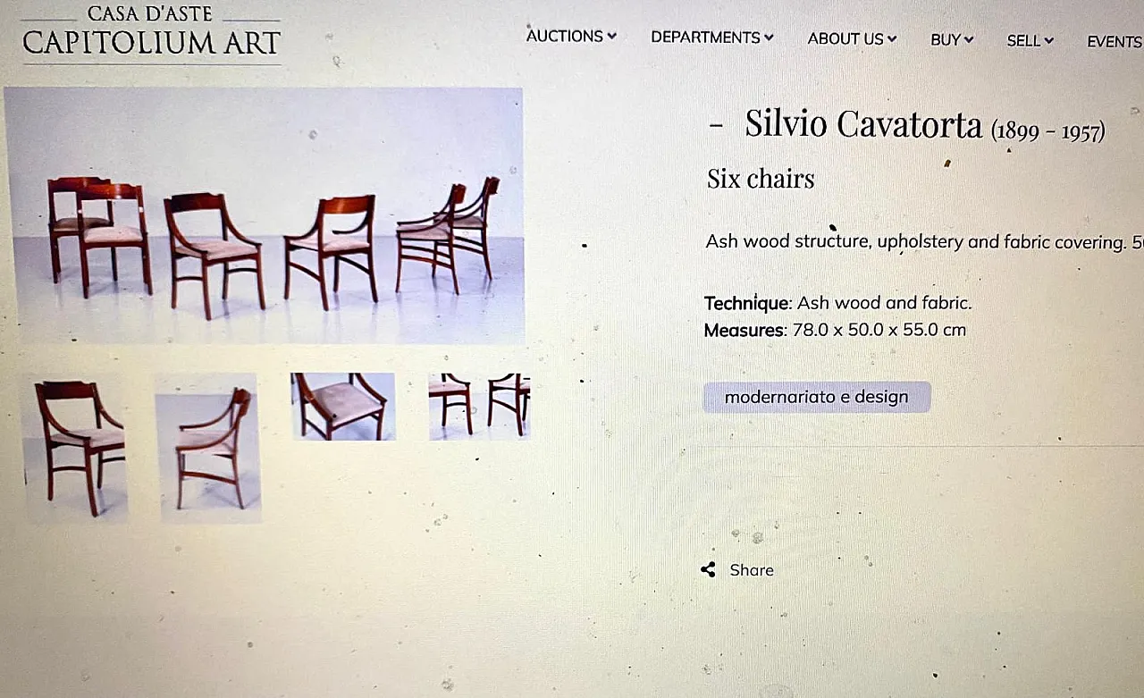 4 chairs in solid wood and eco-leather by Silvio Cavatorta, 60s 18