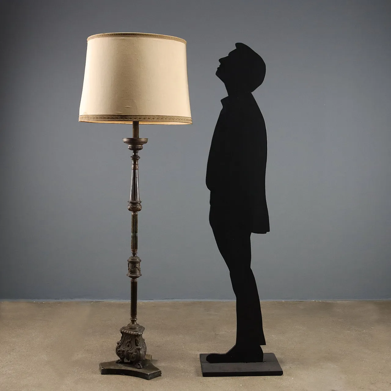 Pair of candelabra floor lamps Wood Metal Fabric, 19th century 2